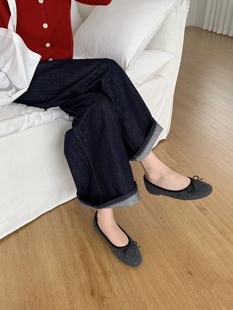 Soft-soled fairy style ballet single shoes 2025 autumn new French bow light mouth retro color matching grandma Doudou shoes