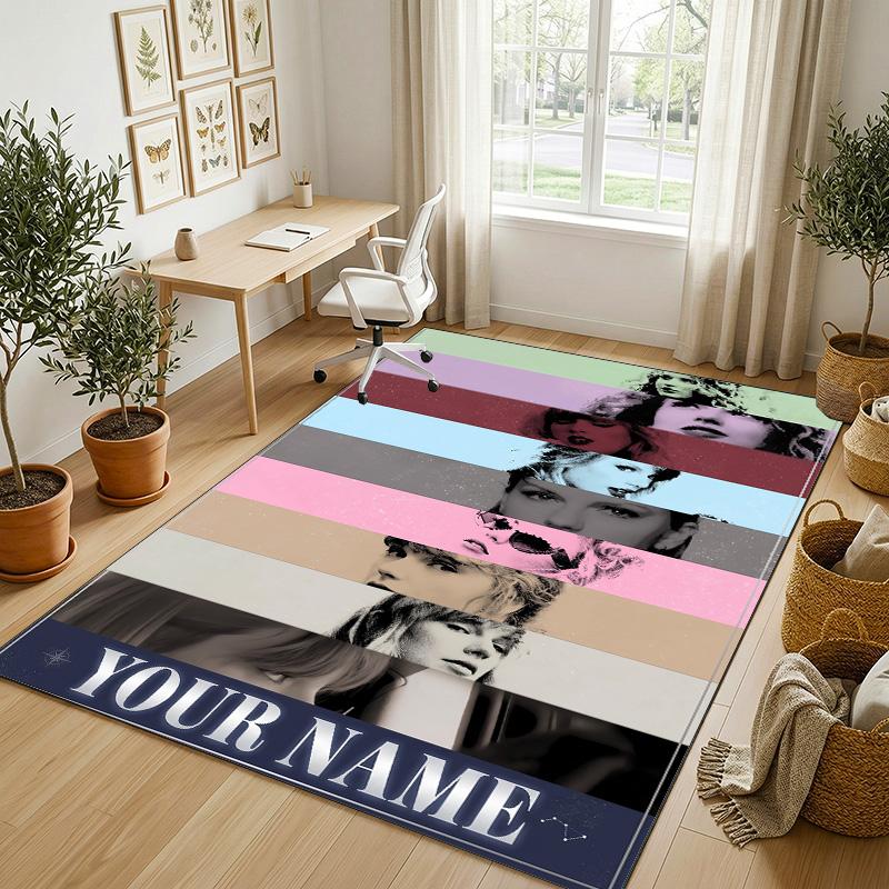 Personalized Crystal Velvet Carpet,Taylor Swift Custom Printed Name, Plush Area Rug For Home Indoor Decor