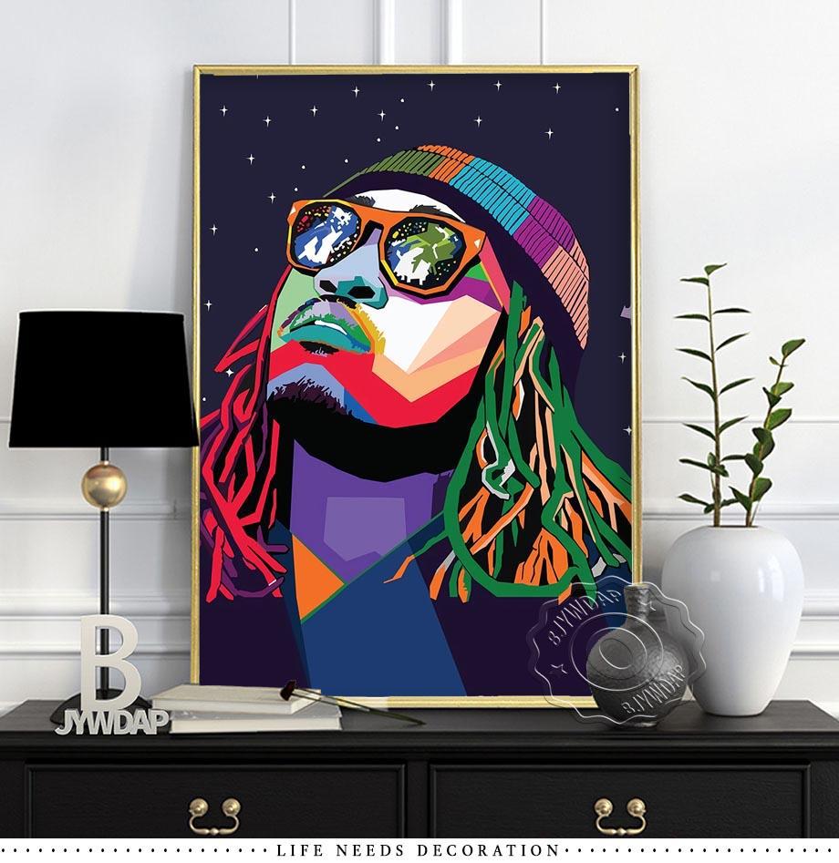 Poster e Stampe di Star della Musica Rap Astratta Moderna Hiphop Rapper Arte da Parete Quadri da Parete Pittura su Tela per Decorazione Domestica Senza Cornice