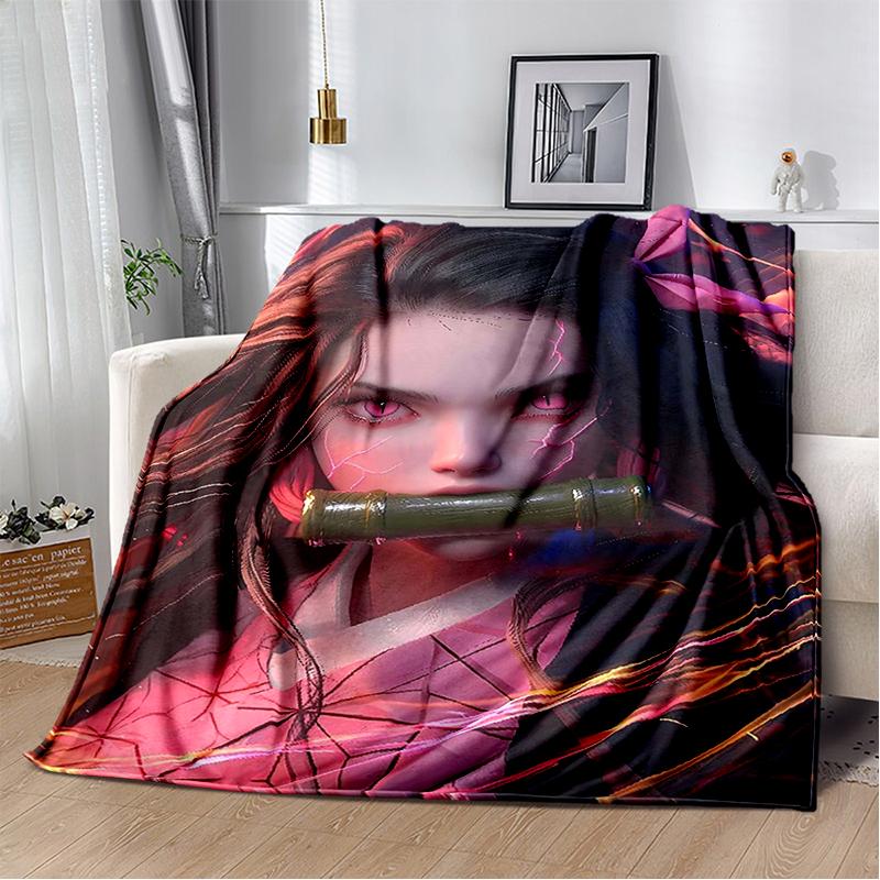 30 Style Demon S-Slayer Cartoon  Kamado Nezuko Anime Blanket,Soft Throw Blanket for Home Bedroom Bed Sofa Travel Office Kids
