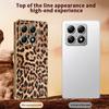 For Xiaomi 14T Case Leopard Print PU Leather Coated PC+TPU Electroplating Phone Cover
