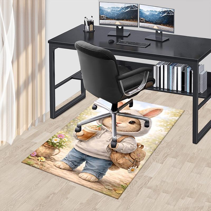 

1pc Anime Bunny with Coffee Chair Mat - Festival Gift for Office Chairs, Seasonal Decor Carpet for Home and Game Room.C069 60cm by 90cm