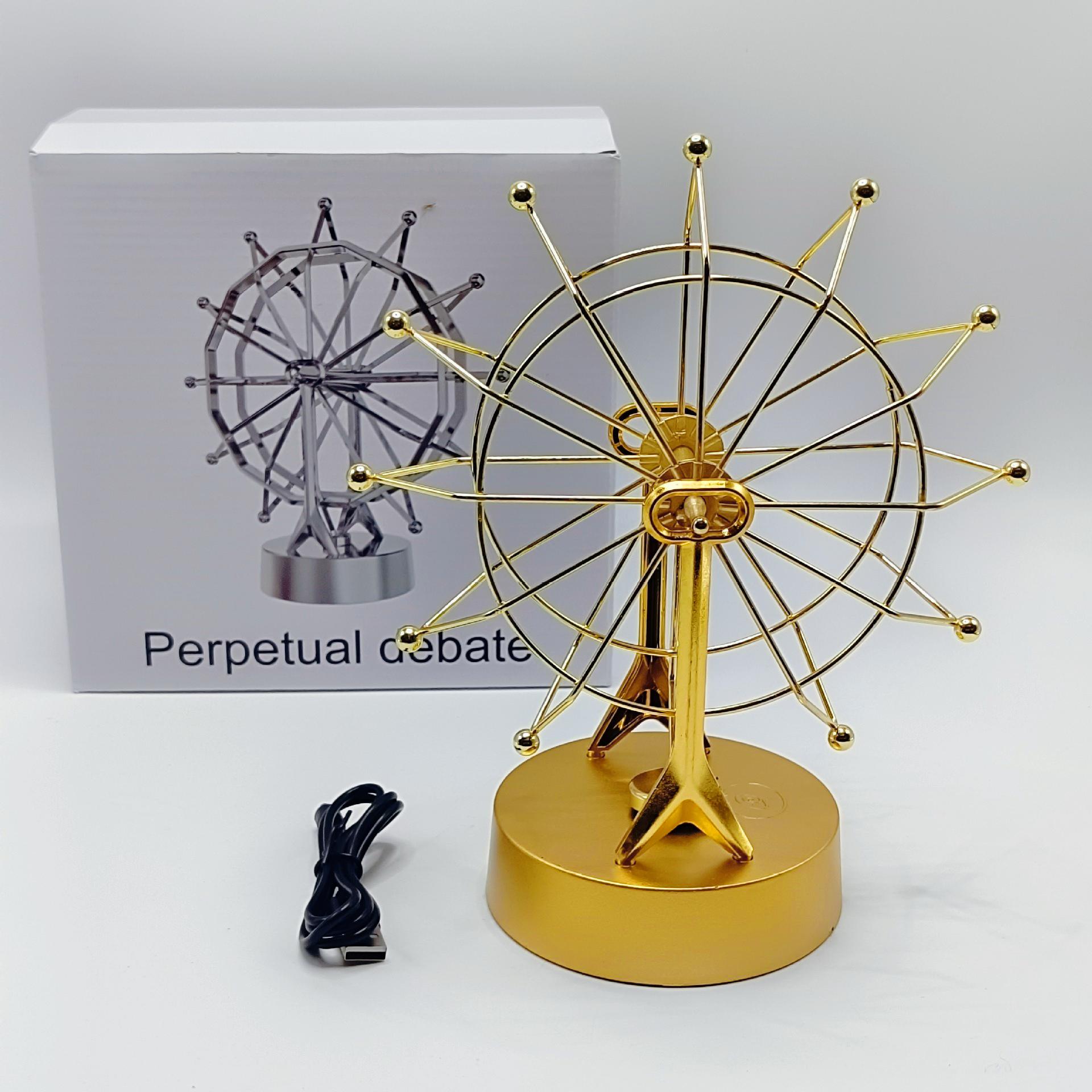 New Creative and Personalized Permanent Motion Instrument Metal Ferris Wheel Ornament Rotating Home Desktop Decoration 23x19x10CM