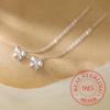 Cercei Stud 100% Argint Sterling 925 cu Ciucure Lung și Fundiță pentru Femei Fete Bijuterii Piercing Petrecere Nuntă Femei pendiente