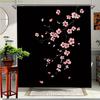 1pc Cherry Blossom Shower Curtain Black Background Nature Flower Art Polyester Fabric Bathroom Decor with 12 Hooks 70.8x70.8 I