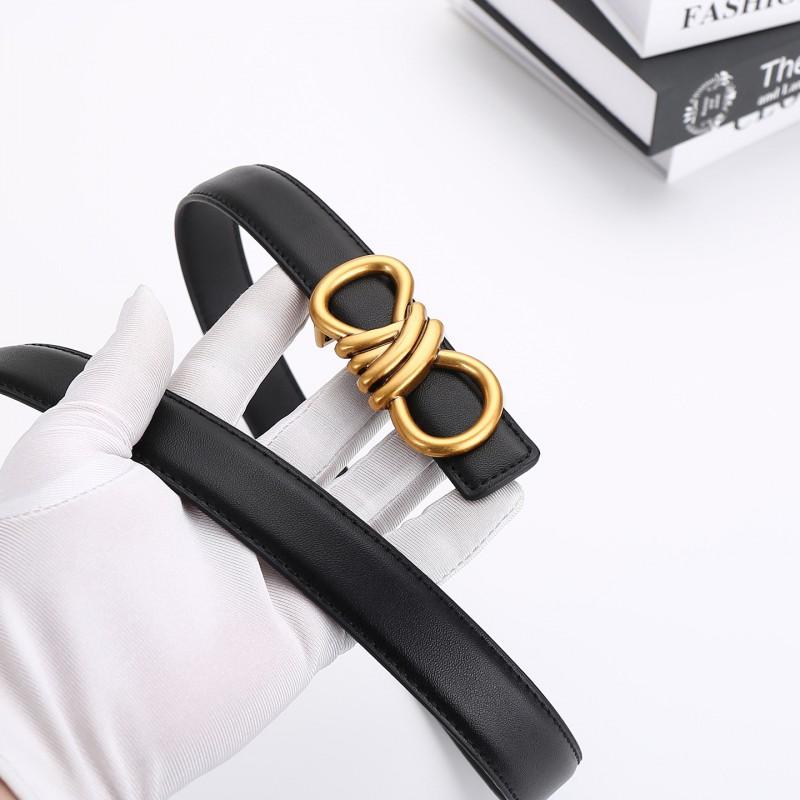 Womens Genuine Leather Belt With Zinc Alloy Buckle Slim 2.4cm Waistband Business Casual Outfits Adjustable 100/110cm