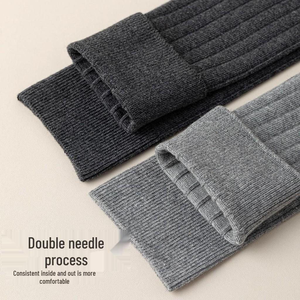 Women's Autumn Thin Pure Cotton Grey Over-the-Knee Socks - Compression & Slimming High-Top Calf Length