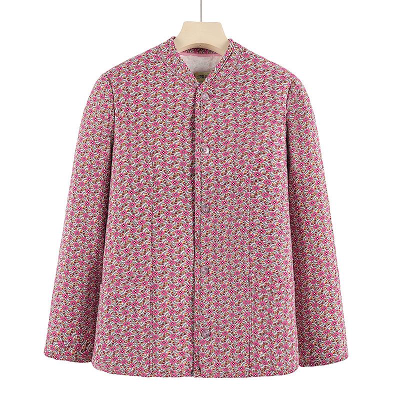 Hřejivý bavlněný kabát s podšívkou ze sametu pro ženy středního a staršího věku: Zimní volná bunda s ochranou pasu z velbloudí vlny