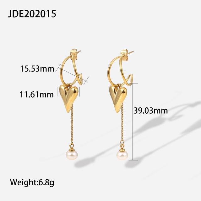 

Водонепроницаемые серьги-кисточки из нержавеющей стали 14 карат с позолотой в форме сердца с жемчугом и цирконием для женщин, романтический подарок