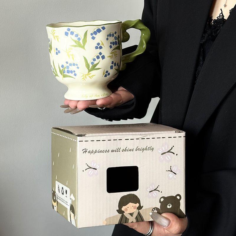 

Floral Premium Ceramic Vintage Mug Ceramic Home Coffee Mug High Appearance Level Cup Birthday Gift Mugs Coffee Cups 201-300ml