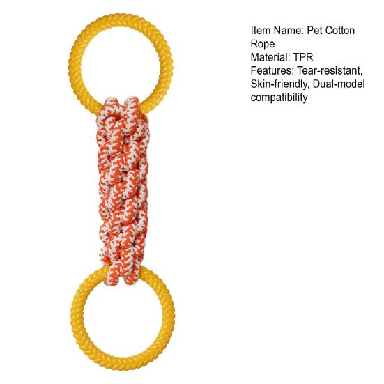 Pet Cotton Rope Dog Toys with Double-Ring Handle for Teeth Grinding, Gum Massage Chew Toy for Dogs Healthy Gift