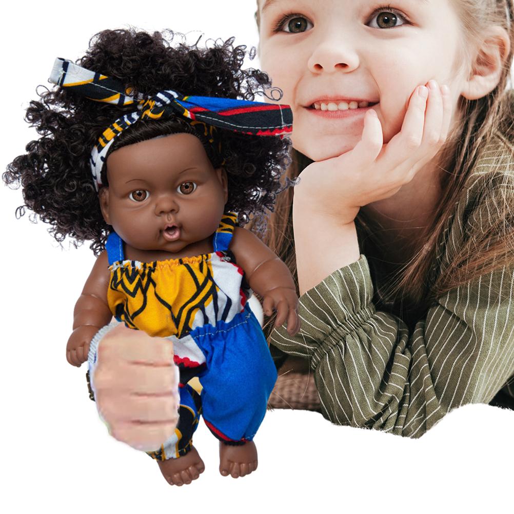 8 inch Black Dolls African Girl Dolls Lifelike Baby Play Doll for Kids Birthday Gift