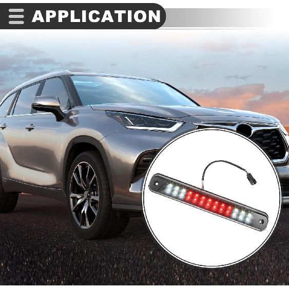 Motoforti LED Third 3rd Brake High Mount Stop Light, for Chevy Silverado 1994-1998, Plastic, Black Smoked,