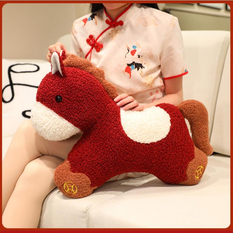 Creative Year of Horse Pillow - Unique Shape Sofa Decor Plush Cushion Car Backrest Cushion & Festive New Year Gift Decor