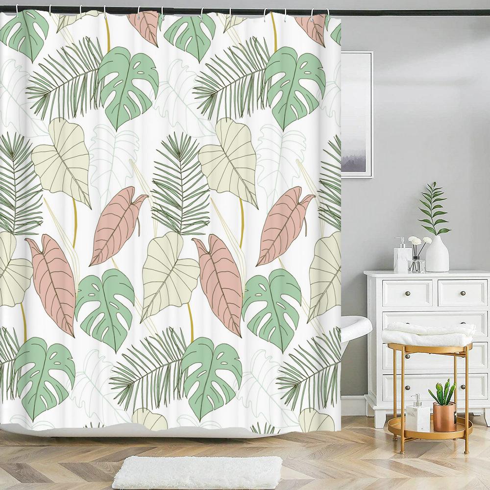 Tropical Green Plant Shower Curtain Leaves Printed washable bath curtain Waterproof Polyester Fabric bathroom Curtains