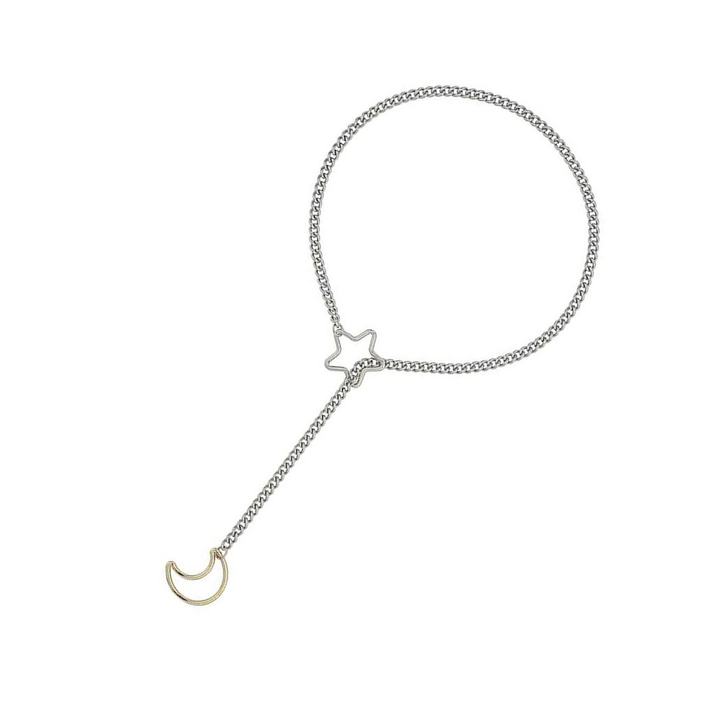 Elegant Star Moon O Rings Choker Necklace for Women Adjustable Cuban Lariat Y Necklace Jewelry Statement Pieces