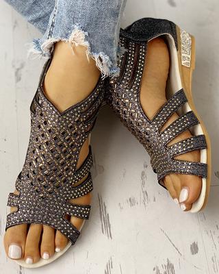 Women Shoes Sandals Summer Low Heel Shoes PU Leather Gladiator Luxury Shoes Women Designers Zapatos De Mujer