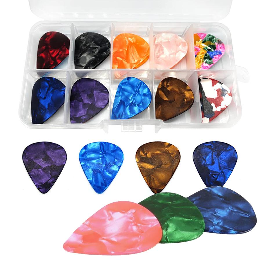 30pcs Celluloid Guitar Pick ABS Plectrums for Acoustic Electric Bass Ukulele String Instrument Music Performance Accessories XJM