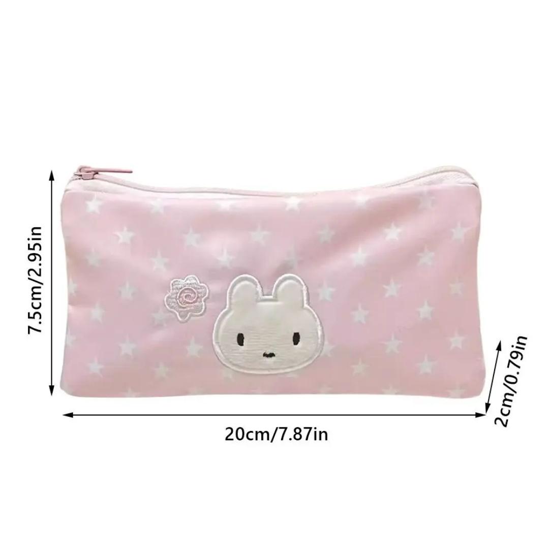 Rabbit Pattern Pen Bag Large Capacity Large Capacity Pencil Bag Cartoon Stationery Bag Pink Pink Star Pencil Case For Travel розовый