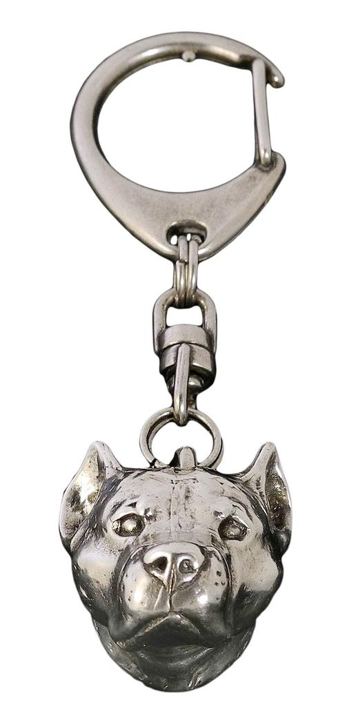 American Staffordshire Terrier, Amstaff - Silver-plated key ring with dog, handbag decoration, backpack pendant by Art-Dog brand