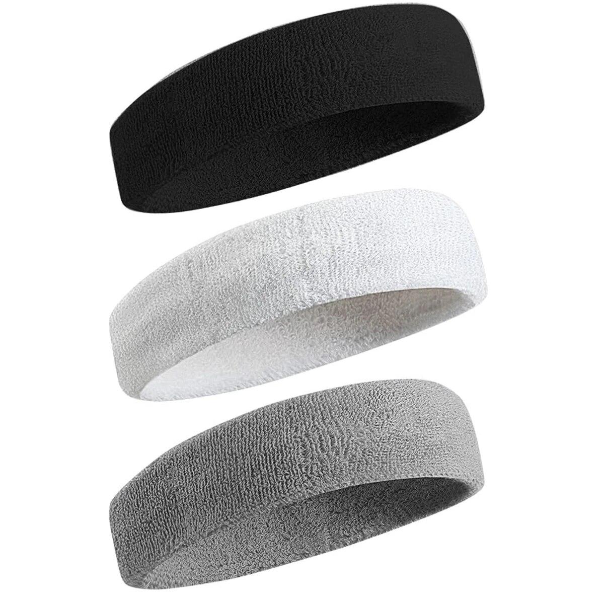 

3pcs Sweatproof Sports Headbands for Men and Women - Moisture-wicking Sweatband for Tennis, Basketball, Running, Gym, Workout L