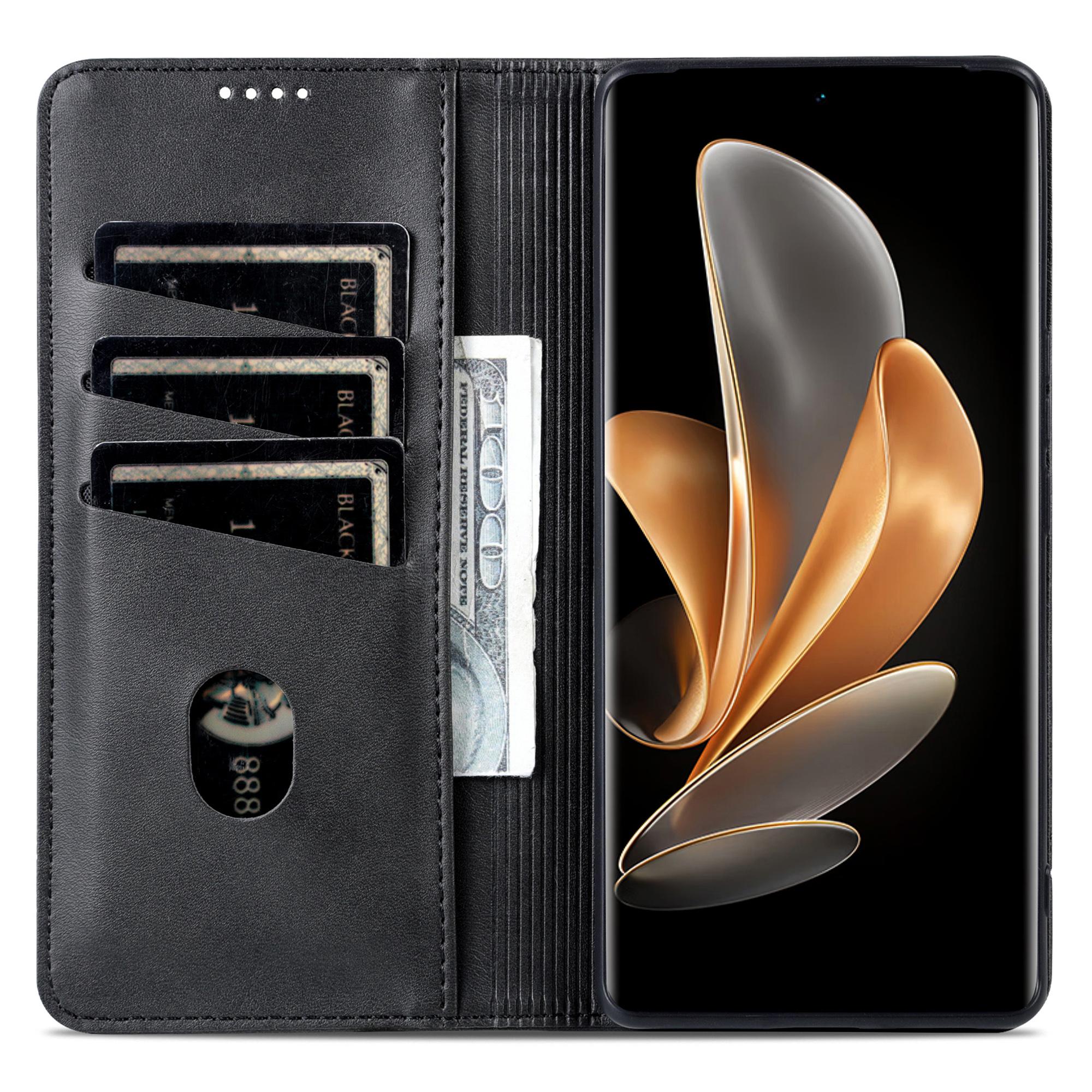 

AZNS For Xiaomi 14 Ultra Leather Case Cowhide Texture Stand Wallet Phone Cover Black