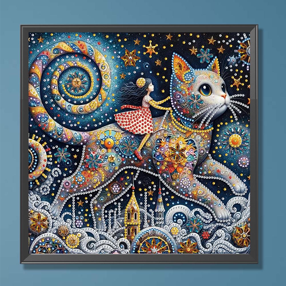 5D DIY Partial Special Shaped Drill Diamond Painting Cat Decoration 30x30cm