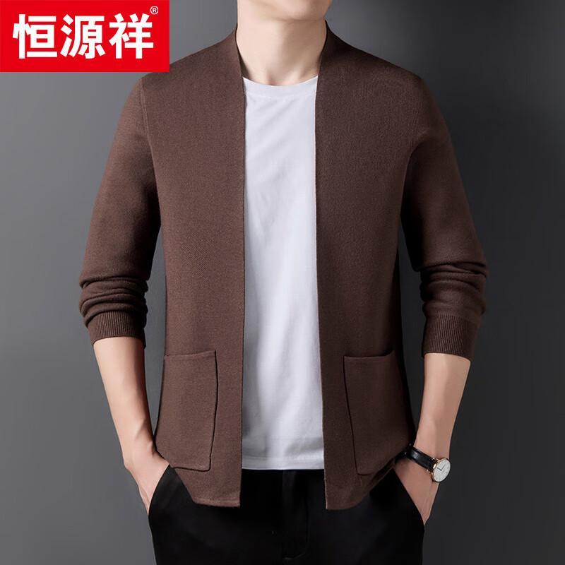 Hengyuanxiang Men's Thick V-Neck Business Casual Cardigan 46122