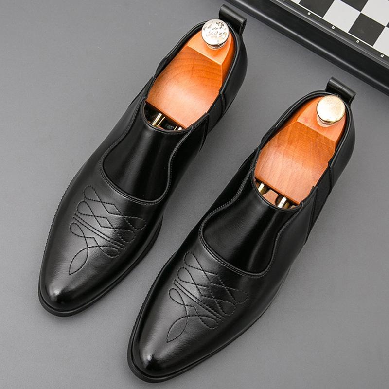 Fashion New Fashion Men's Pointed Black Brown Height Increasing Formal Shoes Male Wedding Prom Homecoming Flats Sapato Social Masculino