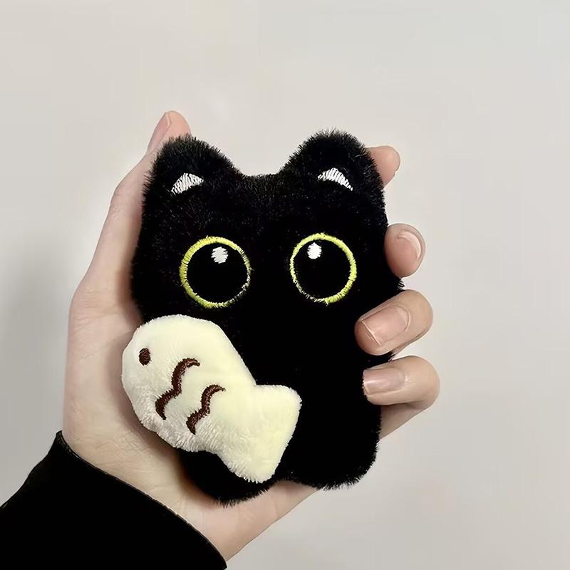 

Милый плюшевый кулон-кукла с большими глазами, черная кошка, для девочки, для рюкзака, кулон-кукла, парный брелок для сумки, подвески для телефона, аксессуары для сумки