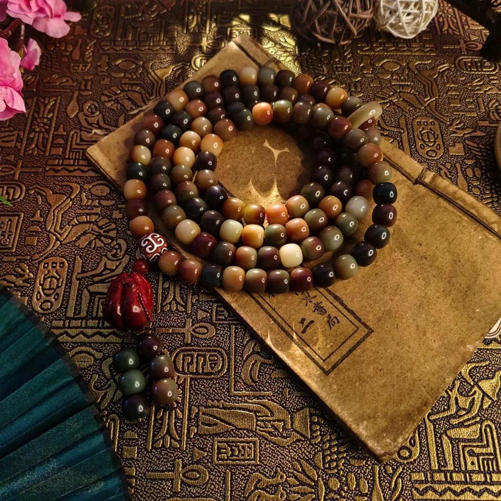 Violet Abacus Beads Bodhi Root 108 Beads Unisex Bracelet/Necklace (8x11mm) - Douyin Live Hot Sale Temple Edition