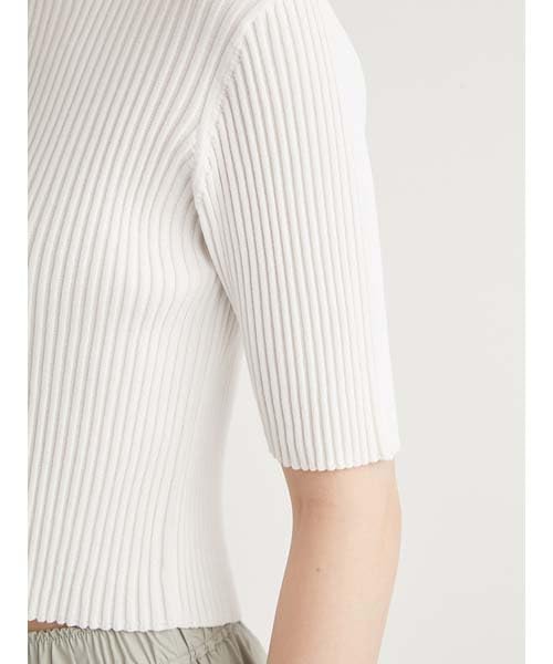Emi Eco Half Sleeve Knit White Top, 13WNT251055, Women's,