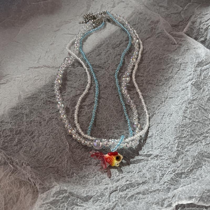 Boho Colorful Sugar Star Tassel Pendant Choker Necklace for Women Sweet Love Heart Chain Aesthetic Jewelry Accessories