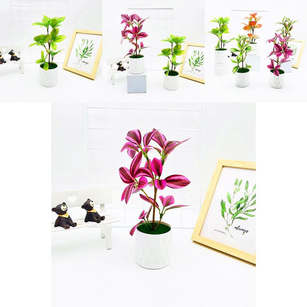Simulated Multi Color Leaves Potted Artificial Fake Plant For Desktop Decoration And Photography Scenes