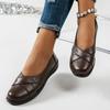 New Large-size Metal-studded Leather Shoes, Women's Chic Low-heeled Loafers