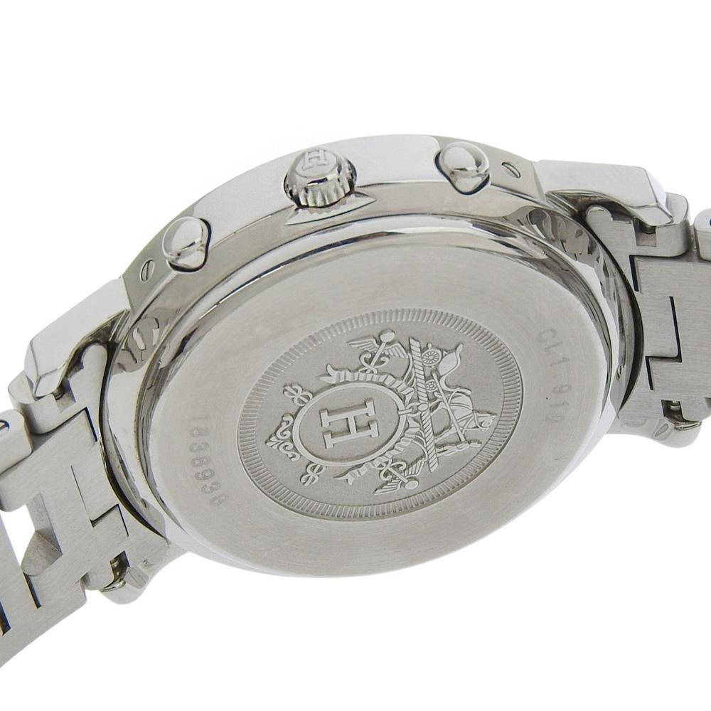 HERMES Clipper Watches CL1.910 Silver blackDial Stainless Steel Quartz Analog display mens Used