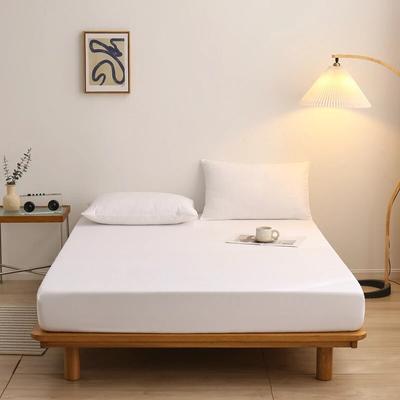 Skin Friendly Cotton Fitted Cover Sheet With Elastic Bands Mattress Cover Solid Color Fitted Sheet King Size Bed Sheet