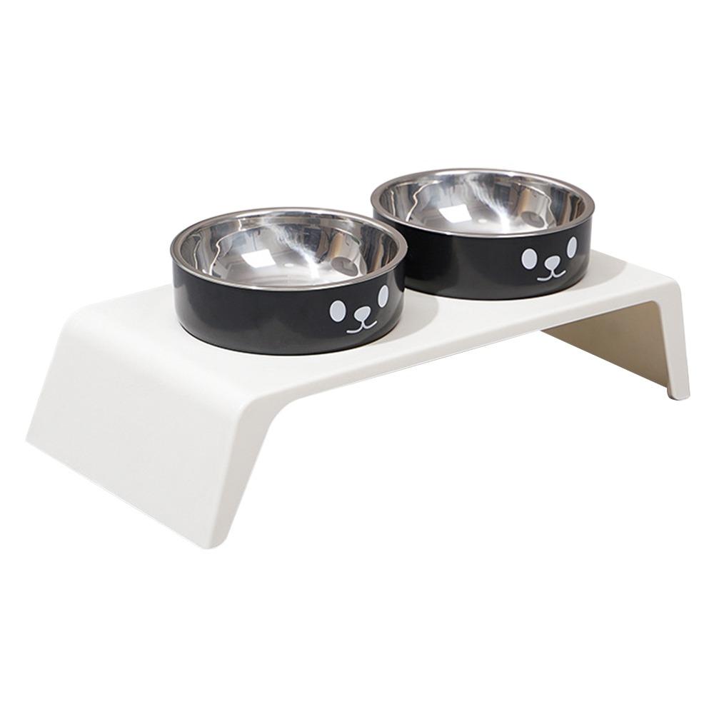 Double Bowl Design Cat Food Plate 8.5cm Lifting Height Pet Feeding Bowl  Pet Supplies