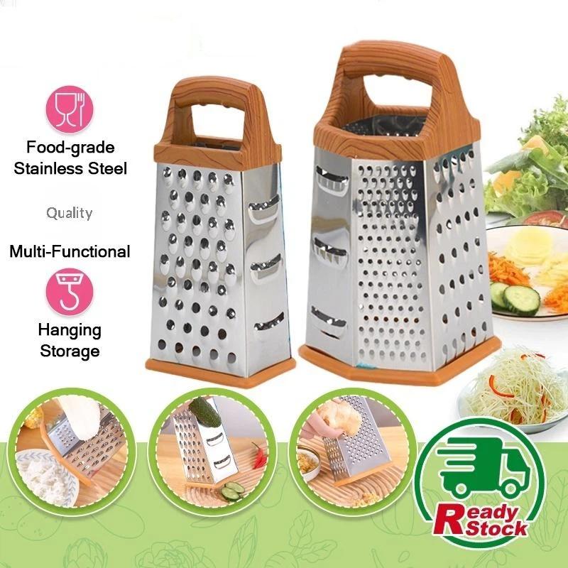6 In 1 Stainless Steel Food Grater Slicer Portable Multi-Functional Kitchen Tool for Home Cooking Outdoor Camping BBQ Food Prep