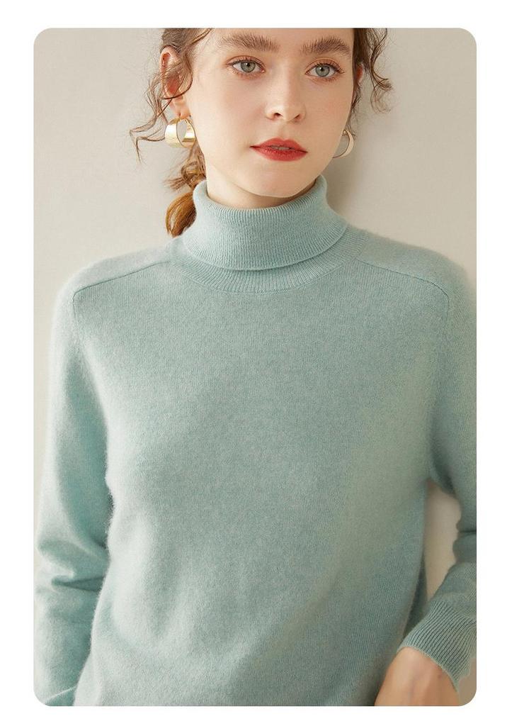 Women's Cashmere High Collar Saddle Shoulder Sweater – Slimming, Versatile, Simple, Loose Fit Base Layer for Autumn/Winter.