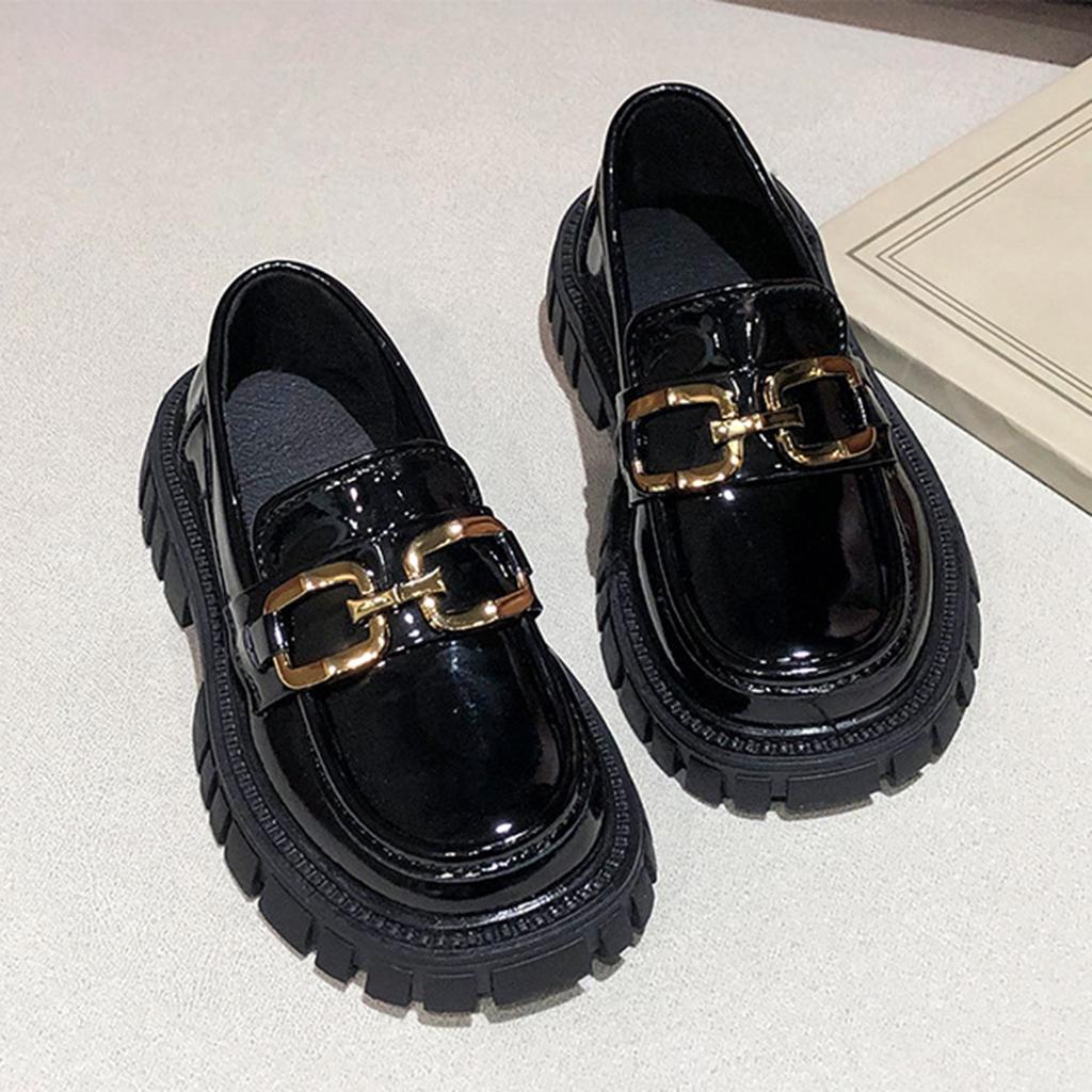 Girls Chunky Sole Loafers Slip On Dress Shoes for Kids Toddler Durable Casual School Performance Footwear
