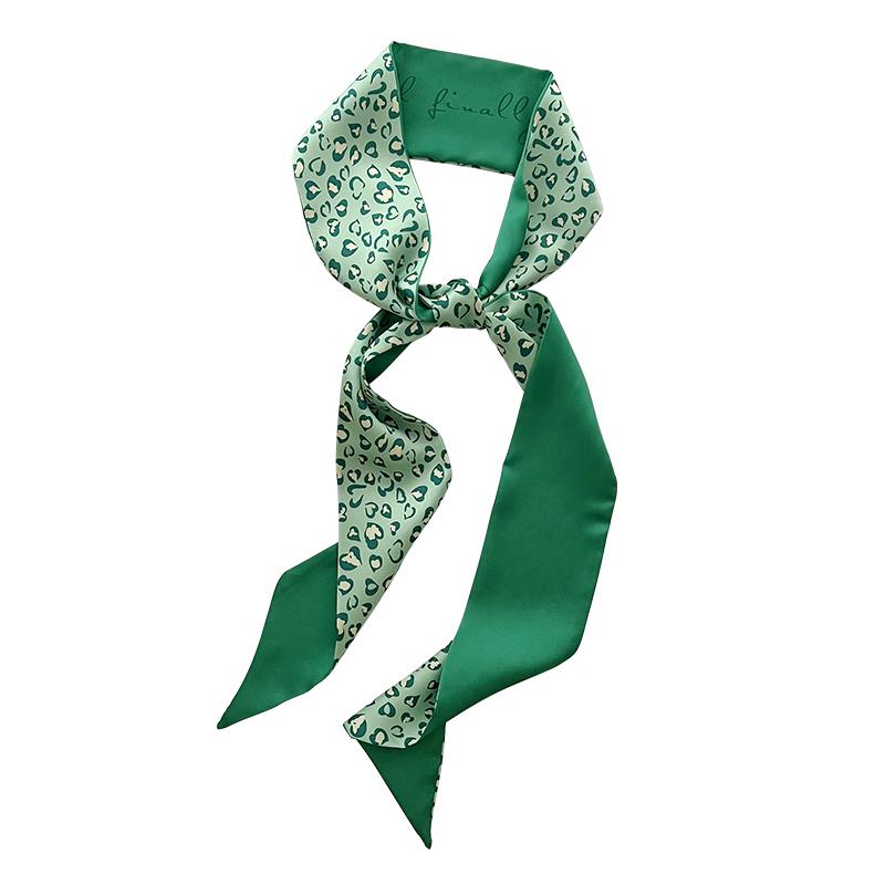 White Fresh Green Soft Small Silk Scarf Female Korean Ins Spring and Summer New Streamer Long Headband Printed Scarf
