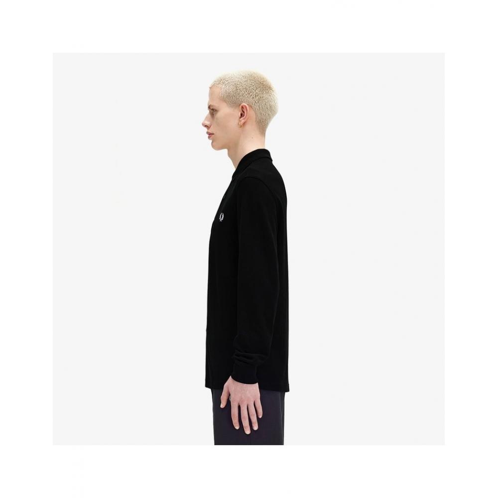 Fred Perry Long Sleeve Plain Fred Perry Shirt   Black White Afpm2436006 350