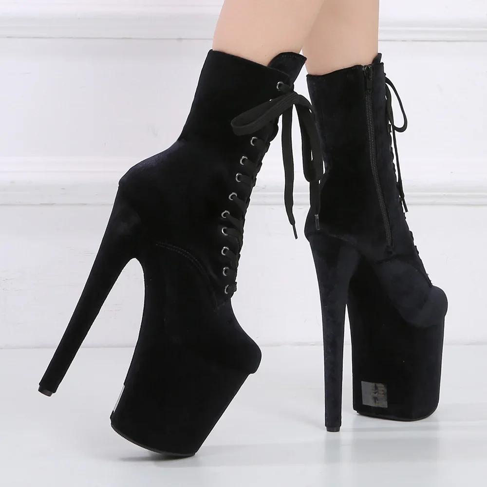 Fashion Top Sale 20CM Corduroy Surface Platform Women Shoes High Heeled shoesCustom Colors Boots Erotic Lap Pole Dancing Ankle Boots