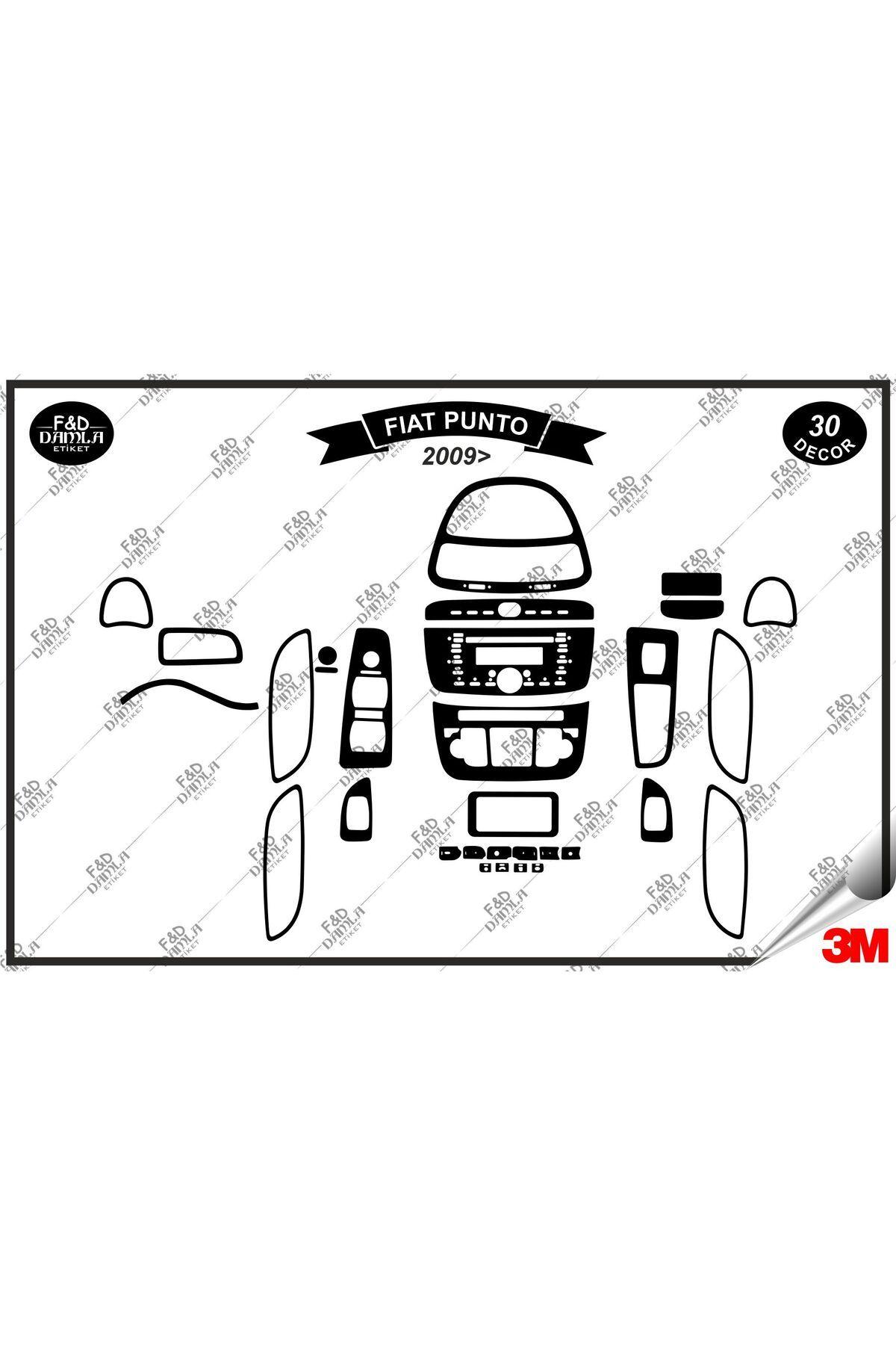 

Fiat Punto 2009 Torpido Konsol Trim Göğüs Maun Kaplama Set 30 Parça Siyah