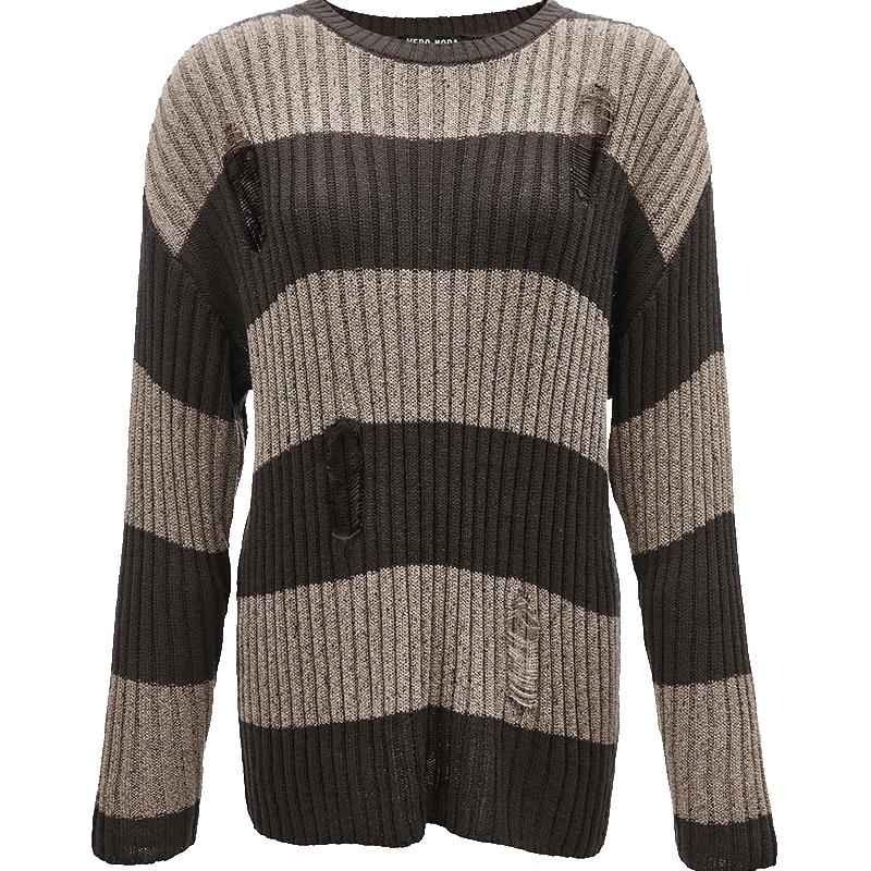 VEROMODA Women's Distressed Striped Knit Sweater