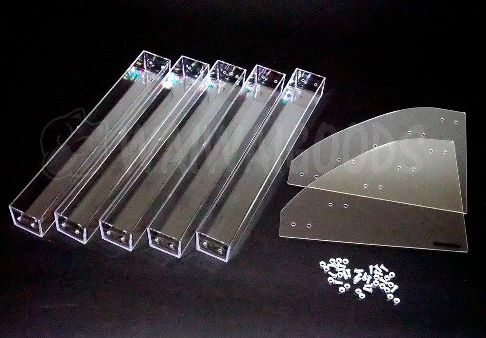 WAIWAIGOODS Clear Acrylic Display Stand, Collection Storage Case for Cosmetics, Small Items, Figures, Tiered Display, Assembled (5 Tiers)