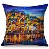 Mediterranean Beautiful Italy Venice City Scenery Oil Painting Style Sofa Decoration Pillow Case Ocean Landscape Cushion Cover
