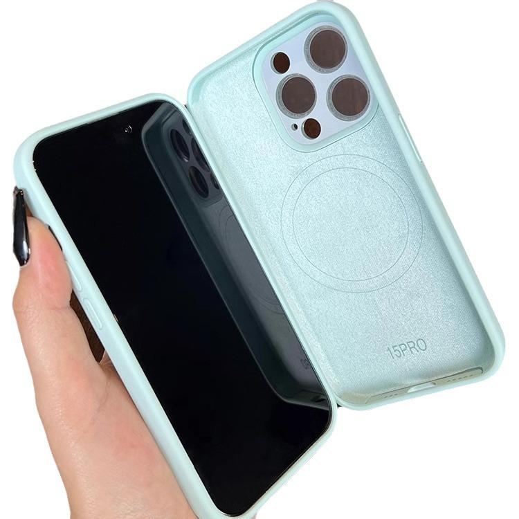 Applicable To IPhone 16 Apple Phone Case Liquid Silicone Magnetic Light Cyan 14 All Inclusive Lens Film 13 Anti Fall