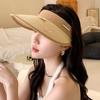 Delicate and sweet new big-brimmed empty-top sun hat summer women's UV protection and sun protection bow straw hat
